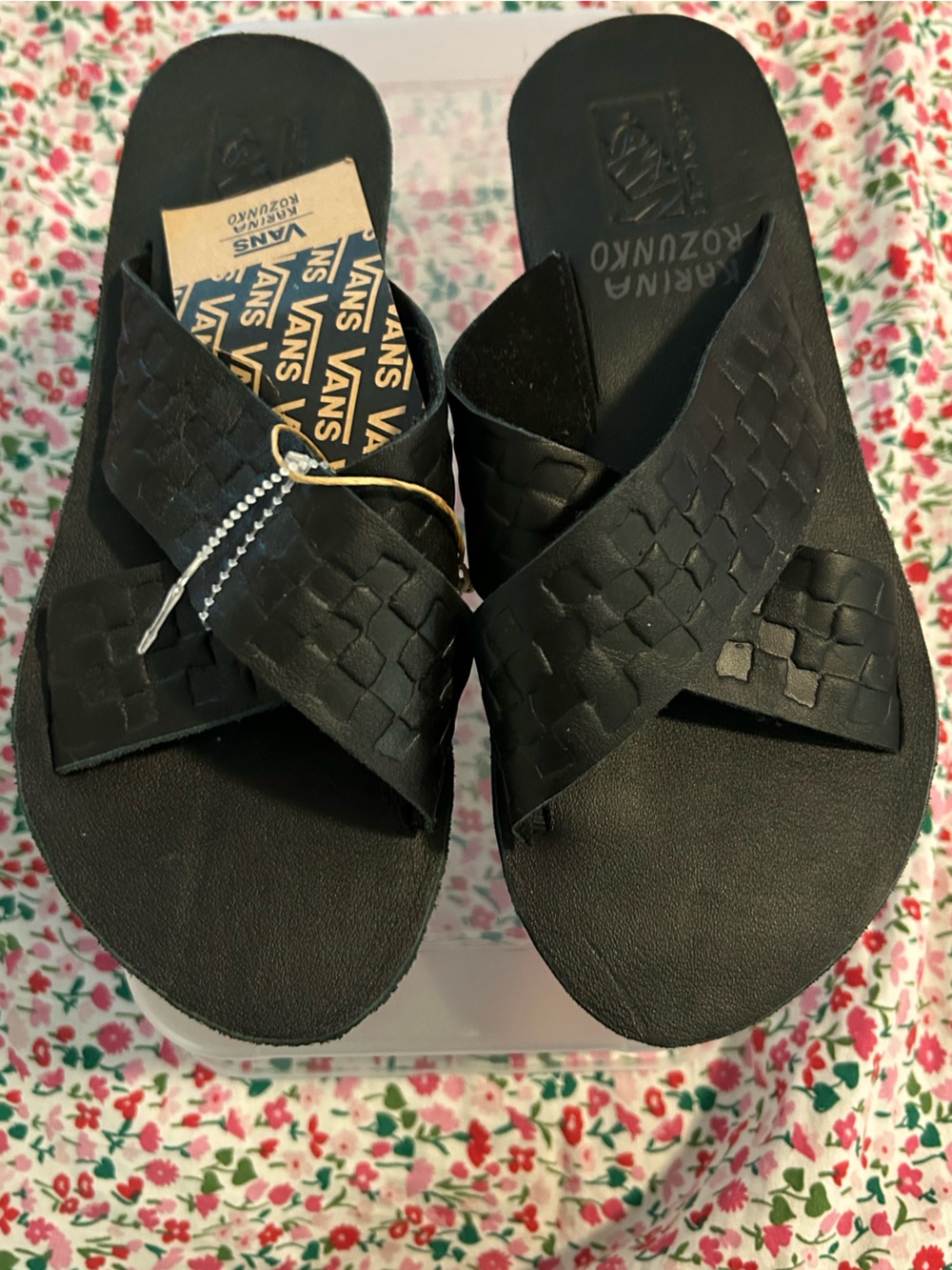 Vans Black Woven Cross-Strap Slide Sandals
